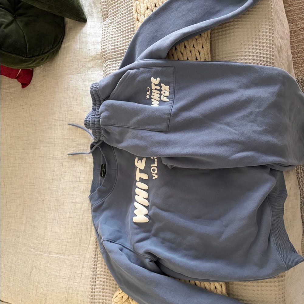 White Fox Blue Sweatshirt and Joggers Set